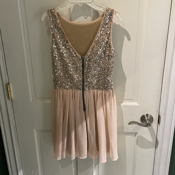 Blush party dress with sequence on top. - Picture 3 of 3